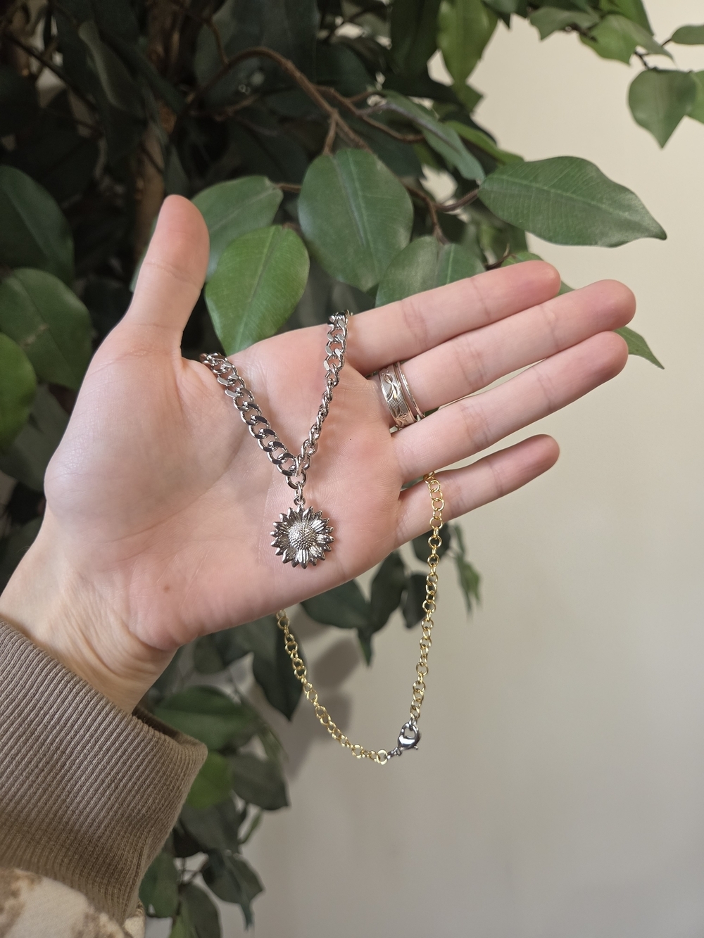 18k Gold Mixed Metal Chain Necklace